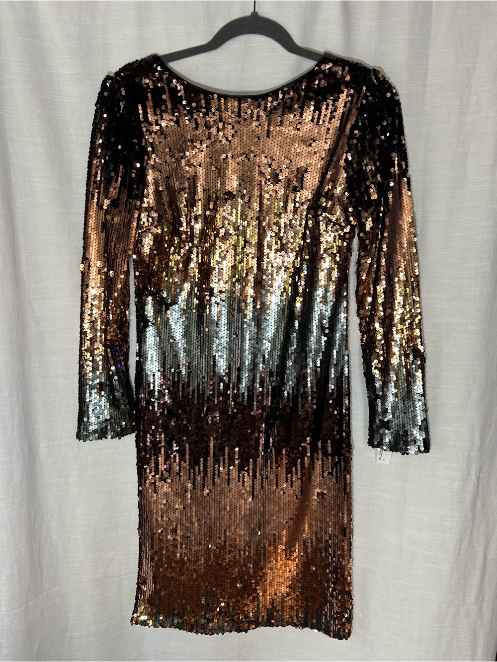 Nanette Lepore‎ Sequin Ombre Long-Sleeve Cocktail Dress - Bronze, Silver & Black